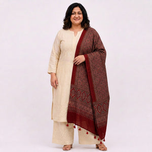 Red Ikat Patola Print Pure Modal Silk Dupatta GT-33548