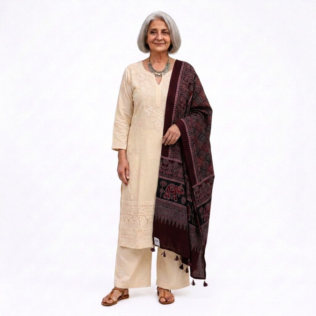 Purple Ikat Patola Print Pure Modal Silk Dupatta GT-33552
