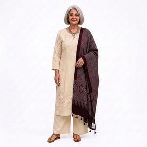 Purple Ajrak Print Pure Modal Silk Dupatta GT-33559