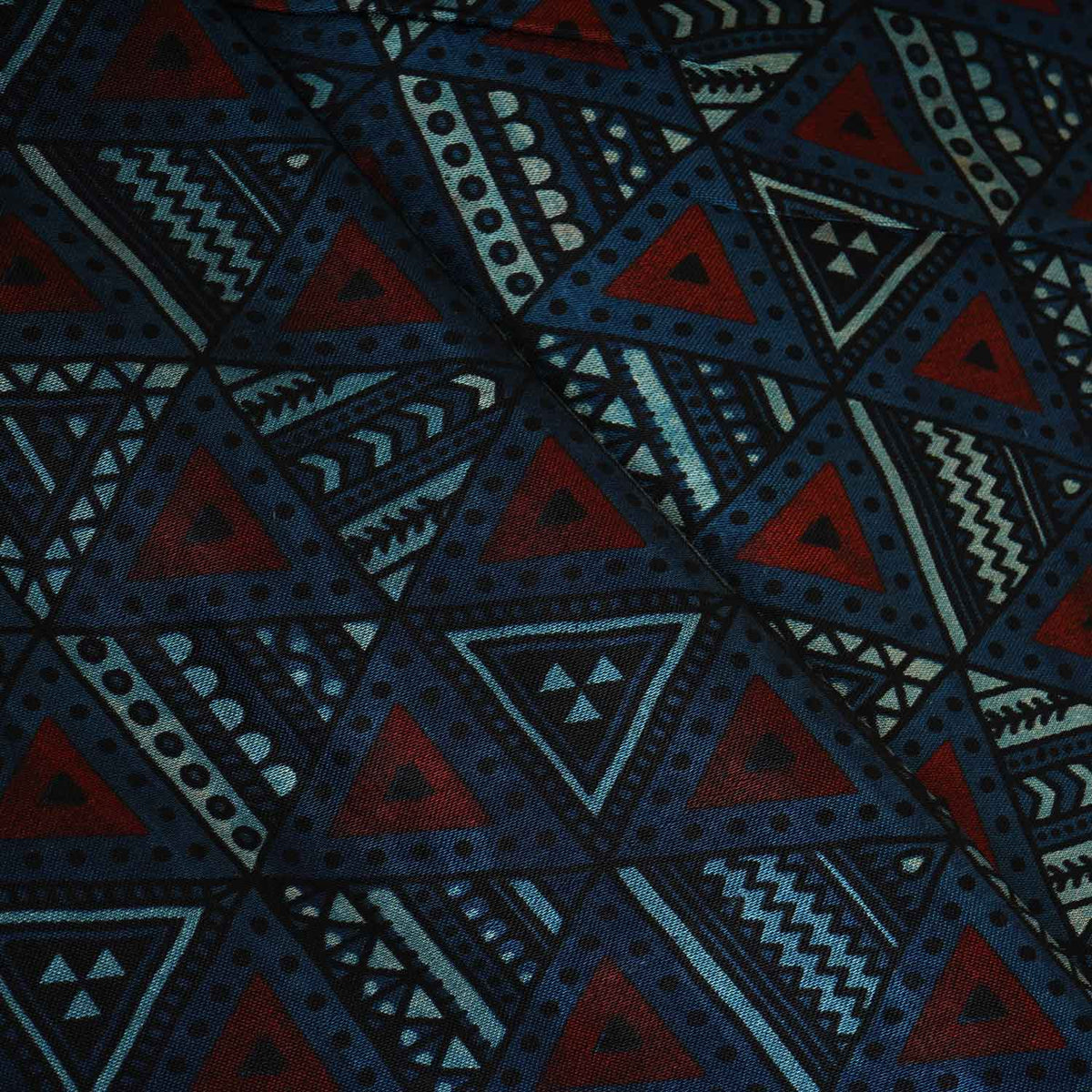 Teal Blue With Multicolour Geometrical Print Mashru Silk Fabric EEG-28336 - TradeUNO