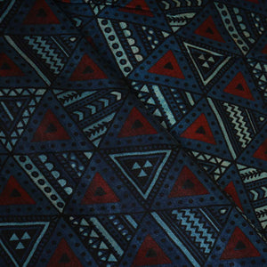 Teal Blue With Multicolour Geometrical Print Mashru Silk Fabric EEG-28336 - TradeUNO