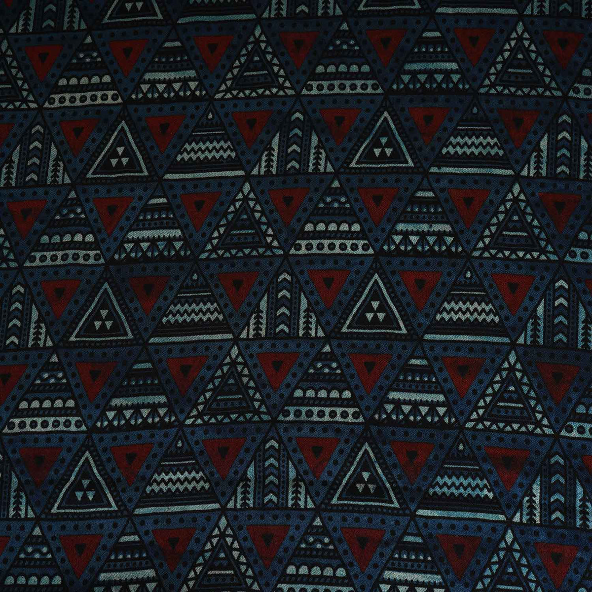 Teal Blue With Multicolour Geometrical Print Mashru Silk Fabric EEG-28336 - TradeUNO