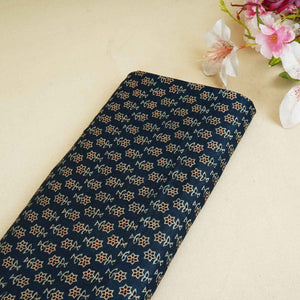 Teal Blue Floral Print Mashru Silk Fabric EEG-28337 - TradeUNO
