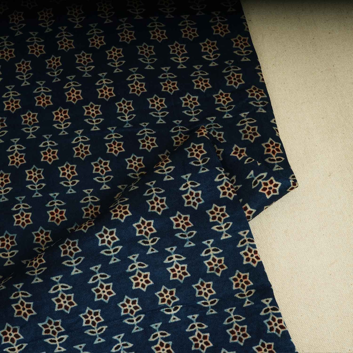 Teal Blue Floral Print Mashru Silk Fabric EEG-28337