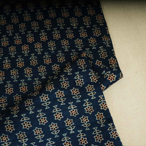 Teal Blue Floral Print Mashru Silk Fabric EEG-28337 - TradeUNO