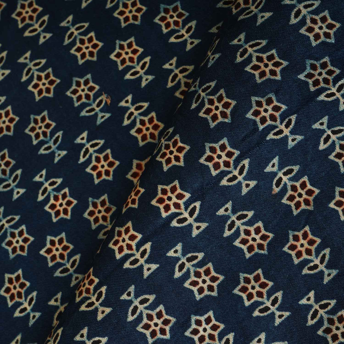 Teal Blue Floral Print Mashru Silk Fabric EEG-28337 - TradeUNO