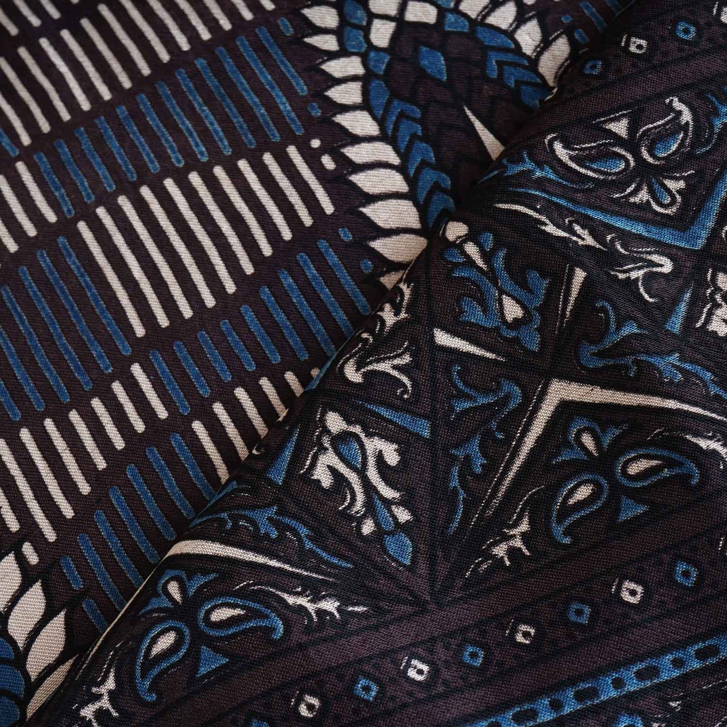 Black Ajrakh Print Mashru Silk Fabric EEG-28338