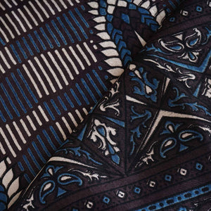 Black Ajrakh Print Mashru Silk Fabric EEG-28338 - TradeUNO
