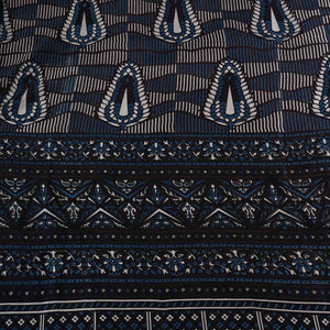 Black Ajrakh Print Mashru Silk Fabric EEG-28338 - TradeUNO