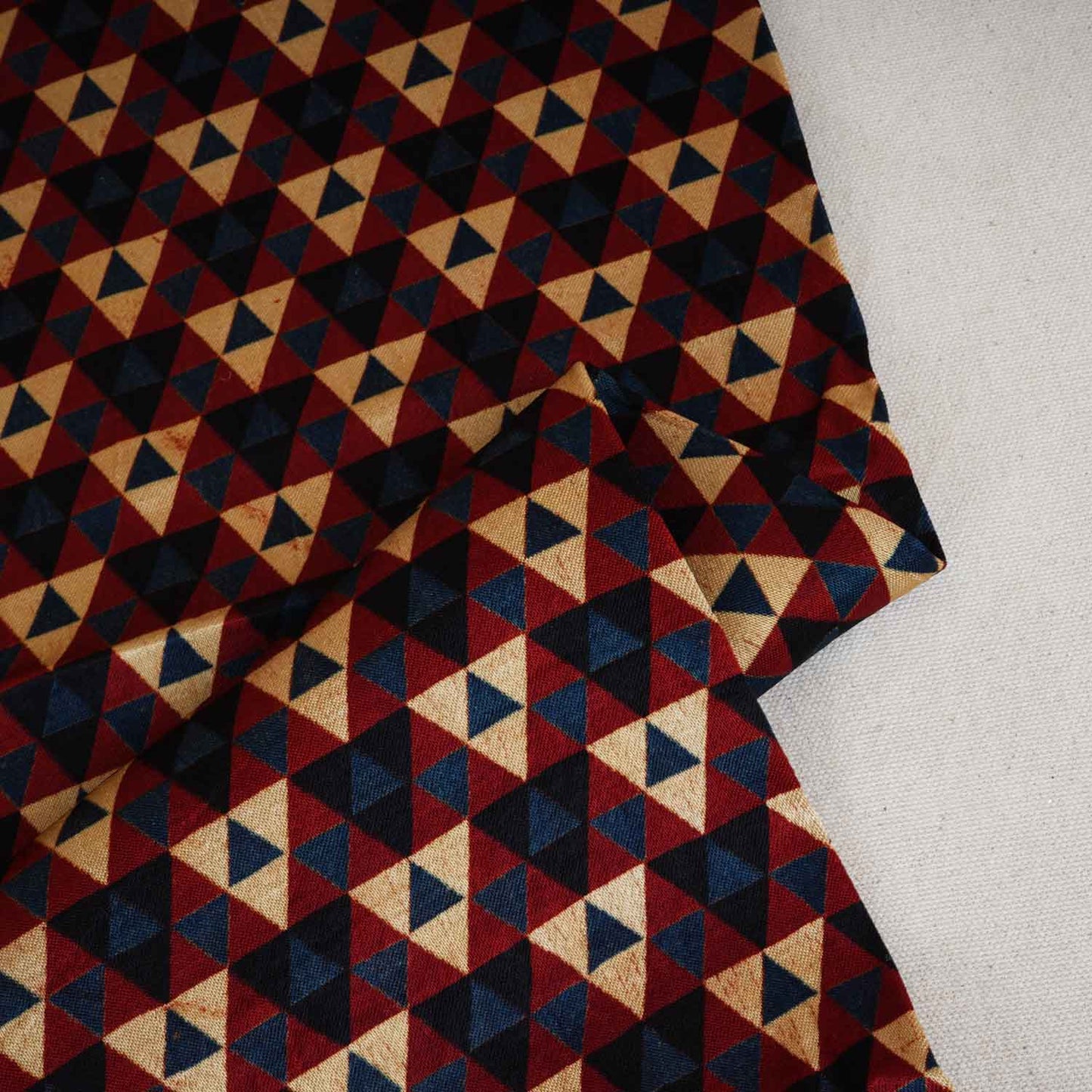 Red With Multicolour Geometrical Print Mashru Silk Fabric EEG-28339