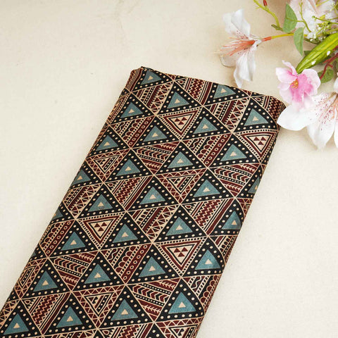 Black Geometrical Print Mashru Silk Fabric EEG-28341