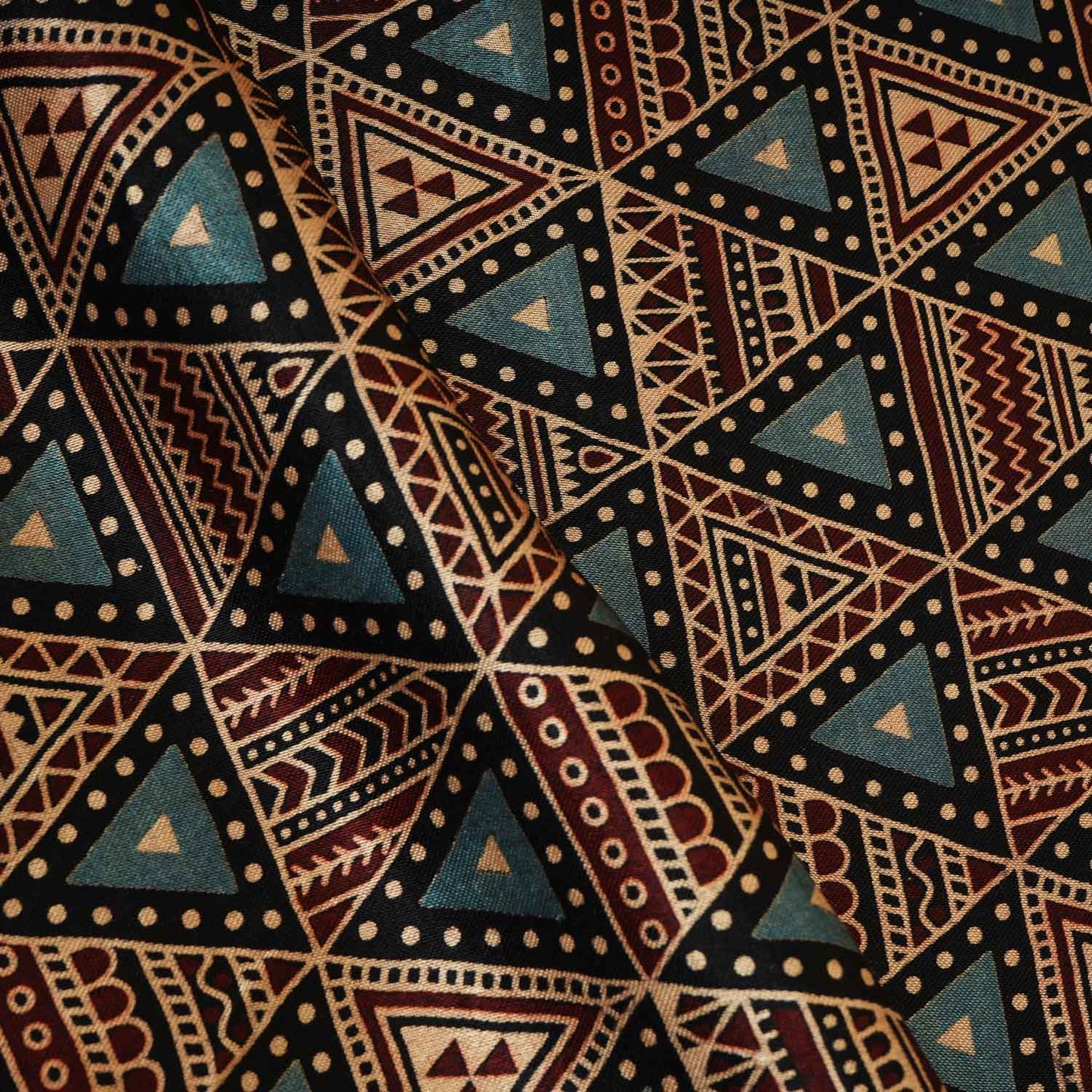 Black Geometrical Print Mashru Silk Fabric EEG-28341