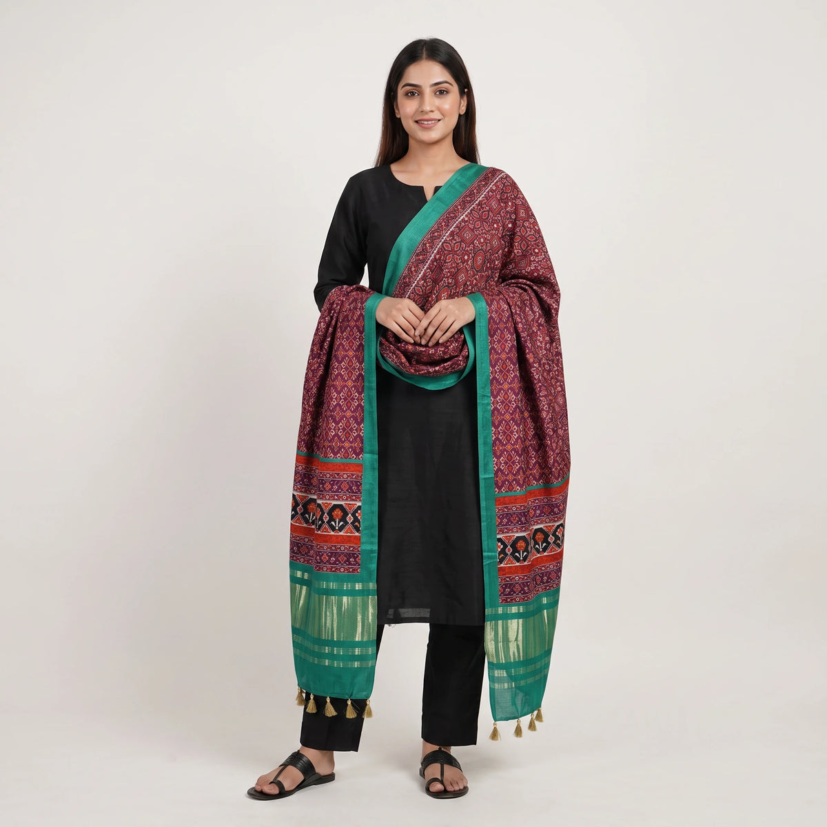 Purple Patola Print Gajji Silk Dupatta GT-34117