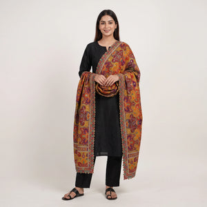 Yellow Position Multicolor Zari Embroidery Pure Chinon Dupatta GT-34120