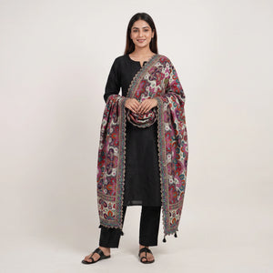White Position Multicolor Zari Embroidery Pure Chinon Dupatta GT-34121