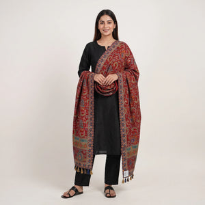 Maroon Position Multicolor Floral Zari Embroidery Pure Chinon Dupatta GT-34135