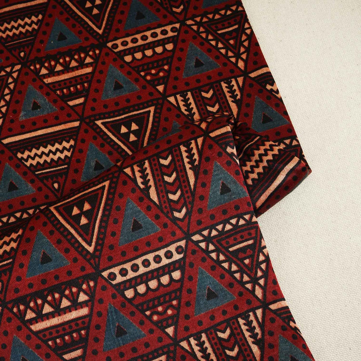 Red Geometrical Print Mashru Silk Fabric EEG-28343