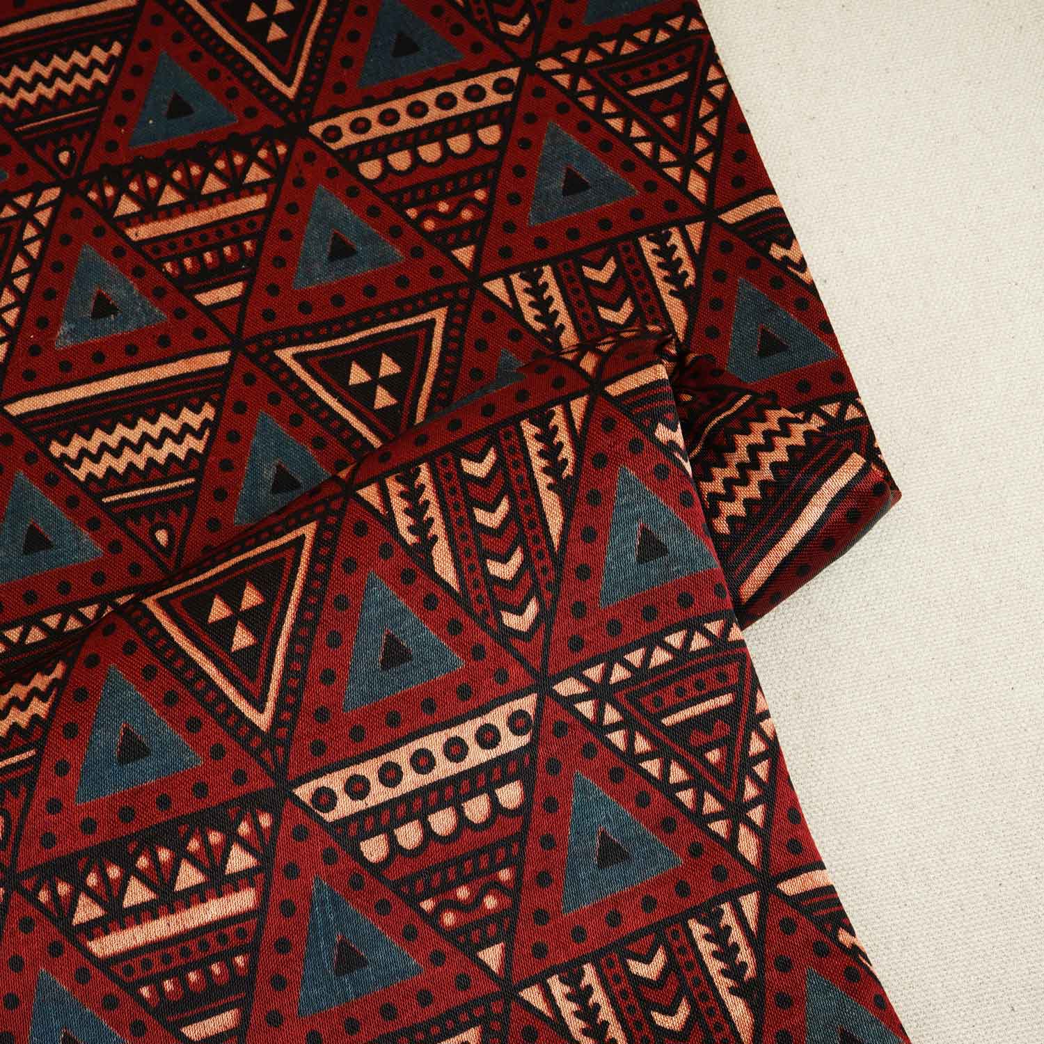 Red Geometrical Print Mashru Silk Fabric EEG-28343 - TradeUNO