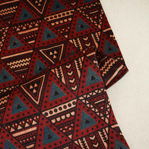 Red Geometrical Print Mashru Silk Fabric EEG-28343 - TradeUNO