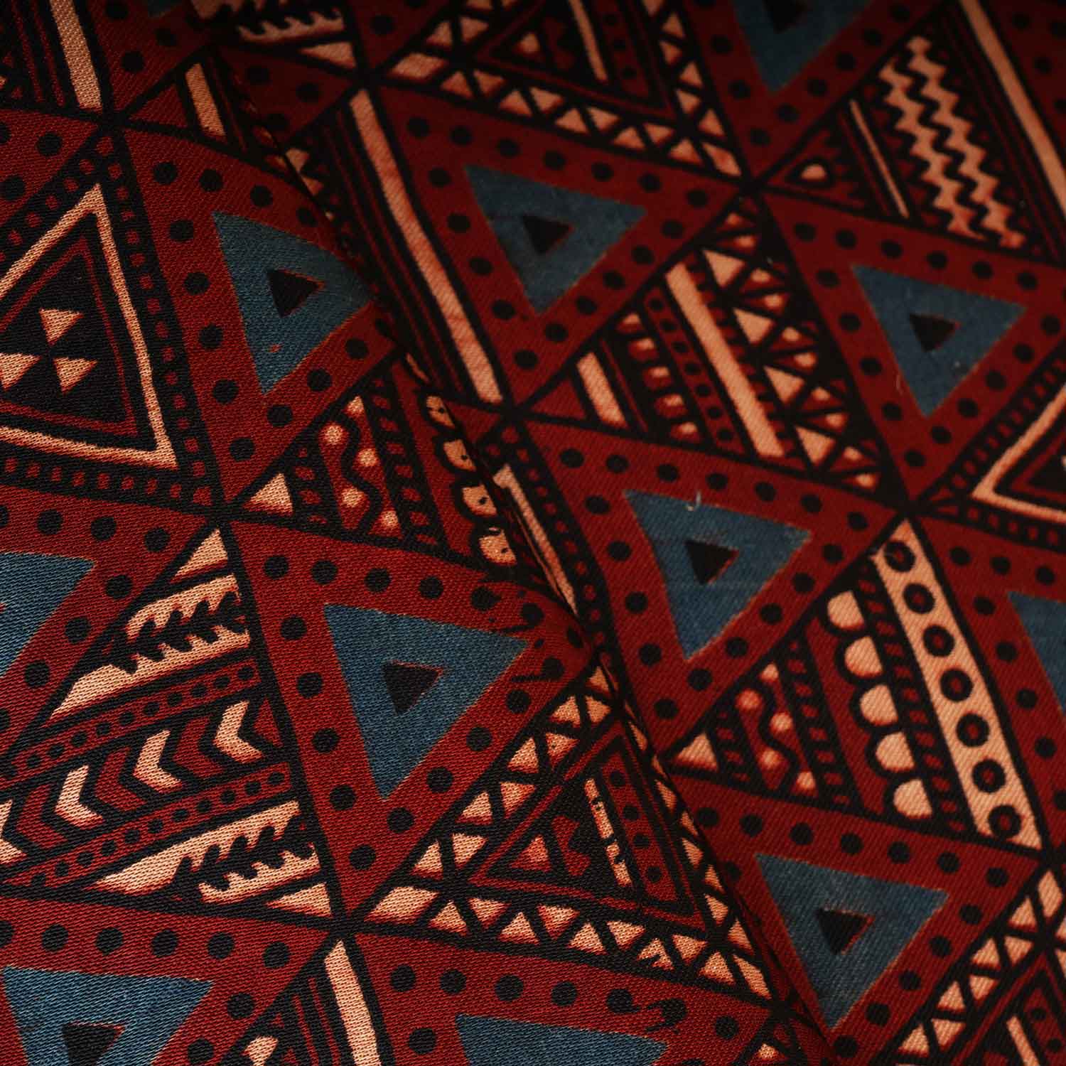 Red Geometrical Print Mashru Silk Fabric EEG-28343 - TradeUNO