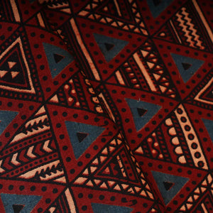 Red Geometrical Print Mashru Silk Fabric EEG-28343 - TradeUNO