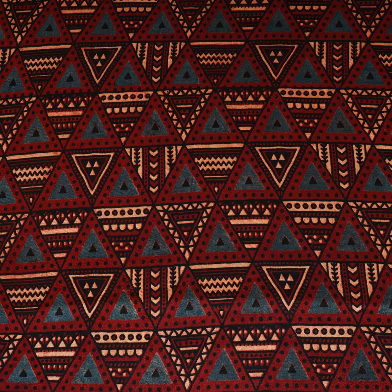 Red Geometrical Print Mashru Silk Fabric EEG-28343 - TradeUNO