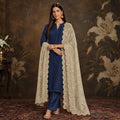 Golden Shimmer Floral Jaal Sequins Embroidery Dyeable Tissue Dupatta SS-34384