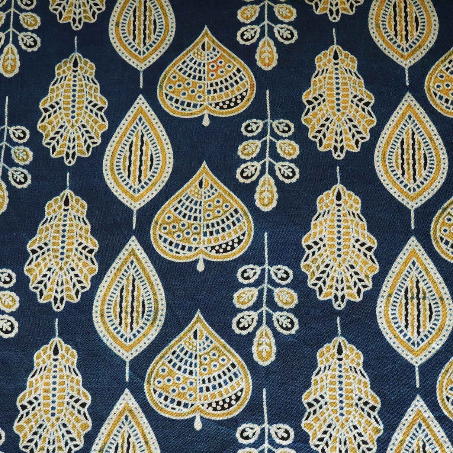 Teal Blue Floral Print Mashru Silk Fabric EEG-28345 - TradeUNO
