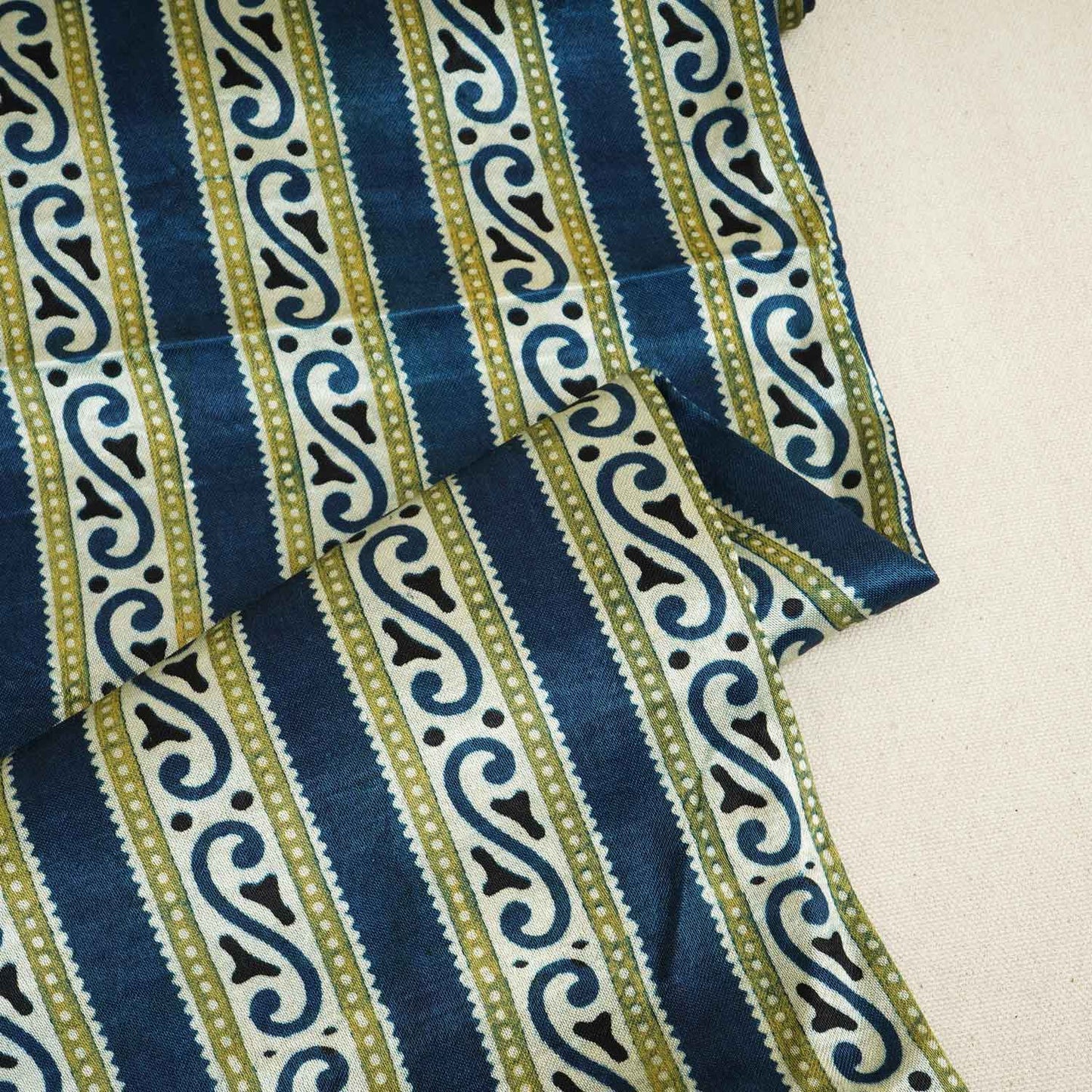 Teal Blue Floral Print Mashru Silk Fabric EEG-28351