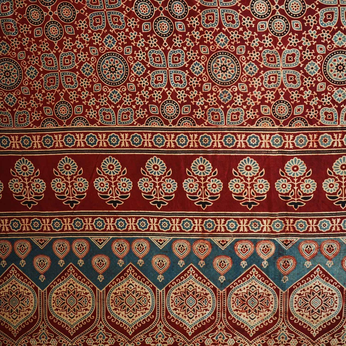 Red Ajrakh Print Mashru Silk Fabric EEG-28352