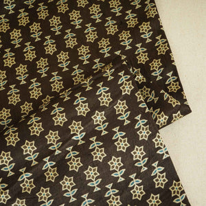 Black Floral Print Mashru Silk Fabric EEG-28353 - TradeUNO