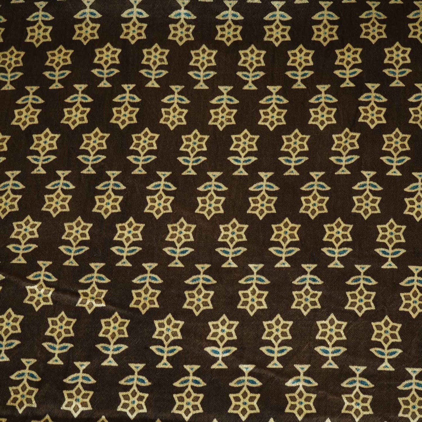 Black Floral Print Mashru Silk Fabric EEG-28353