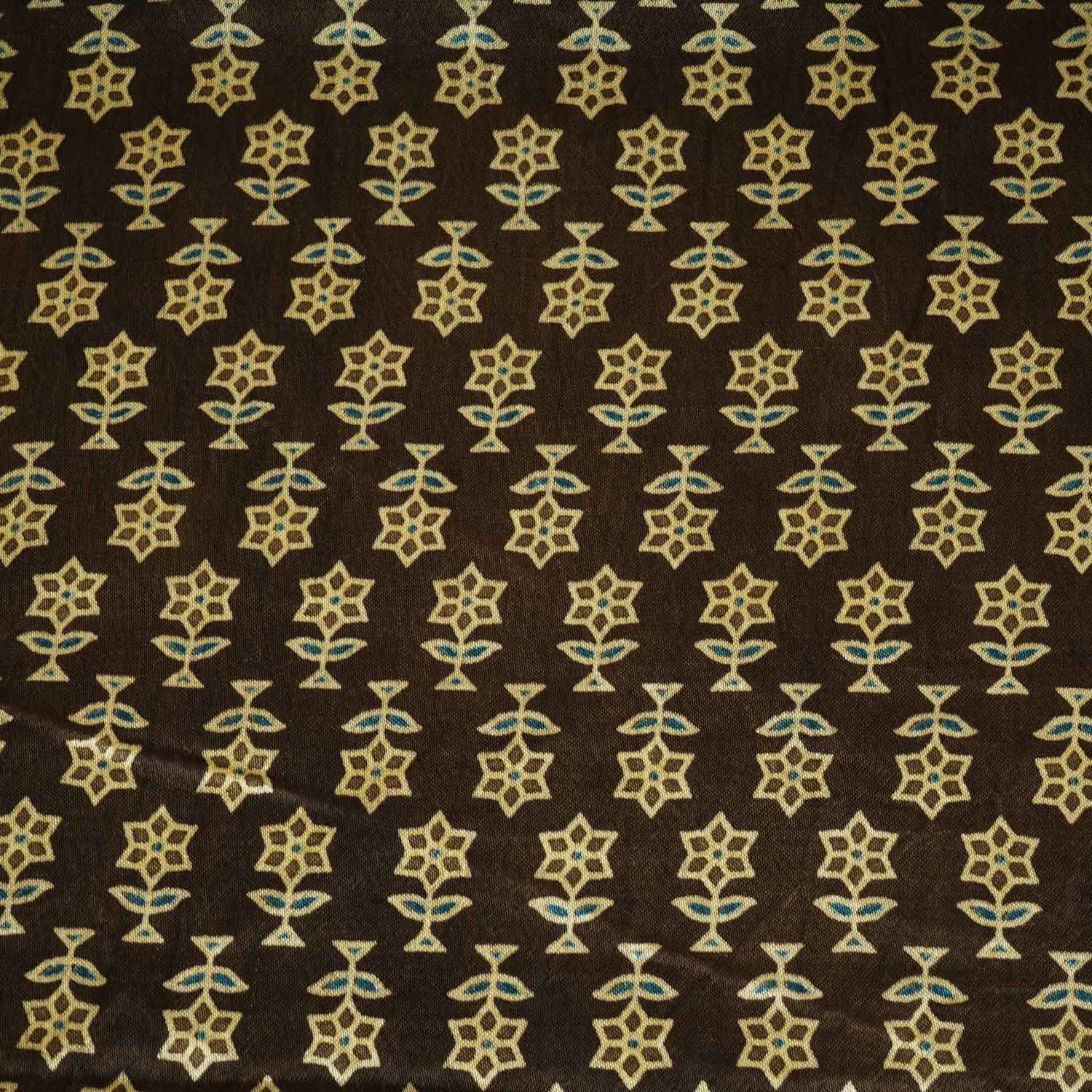 Black Floral Print Mashru Silk Fabric EEG-28353 - TradeUNO
