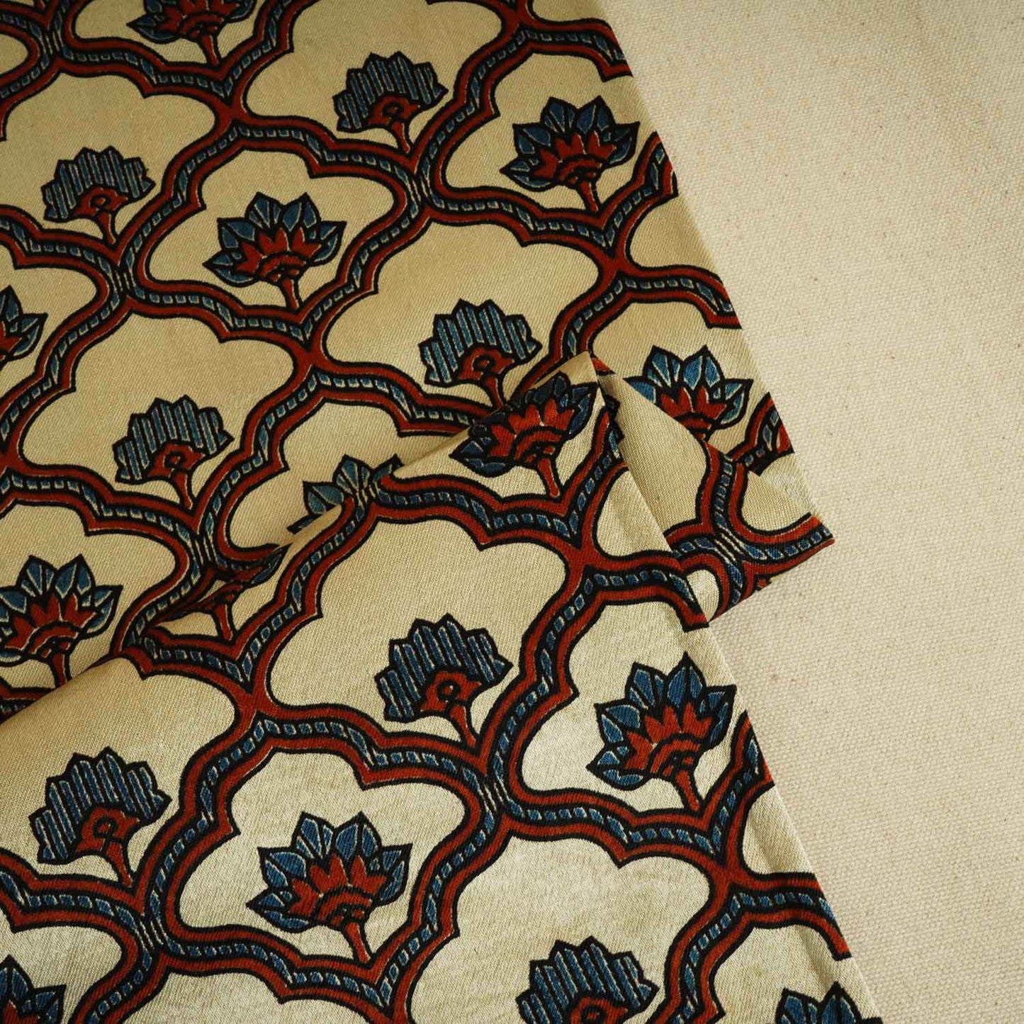 Peach Floral Print Mashru Silk Fabric EEG-28355