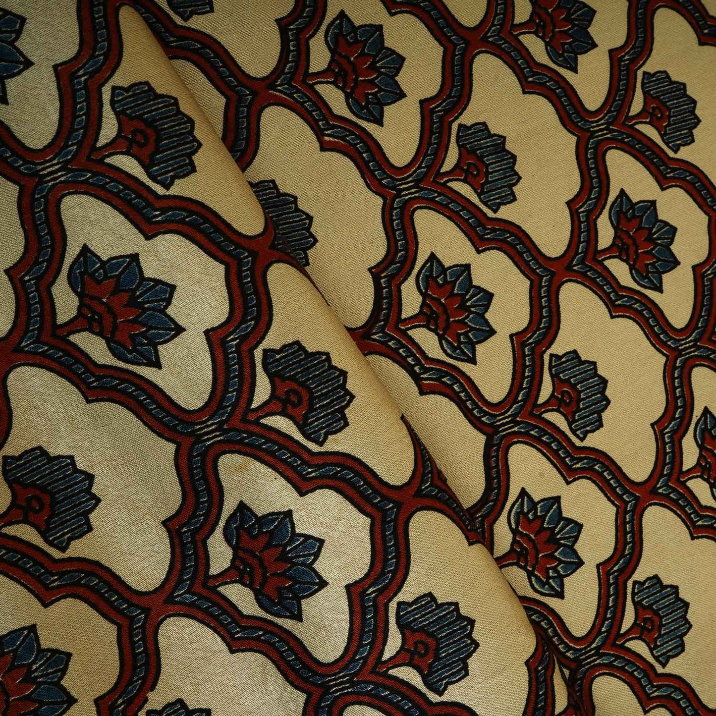 Peach Floral Print Mashru Silk Fabric EEG-28355