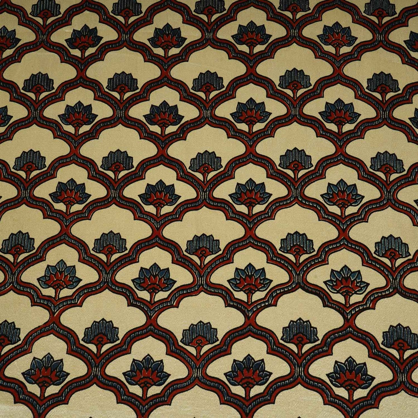 Peach Floral Print Mashru Silk Fabric EEG-28355