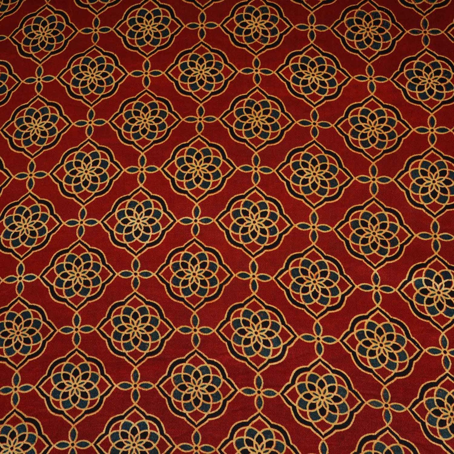 Red Floral Print Mashru Silk Fabric EEG-28356