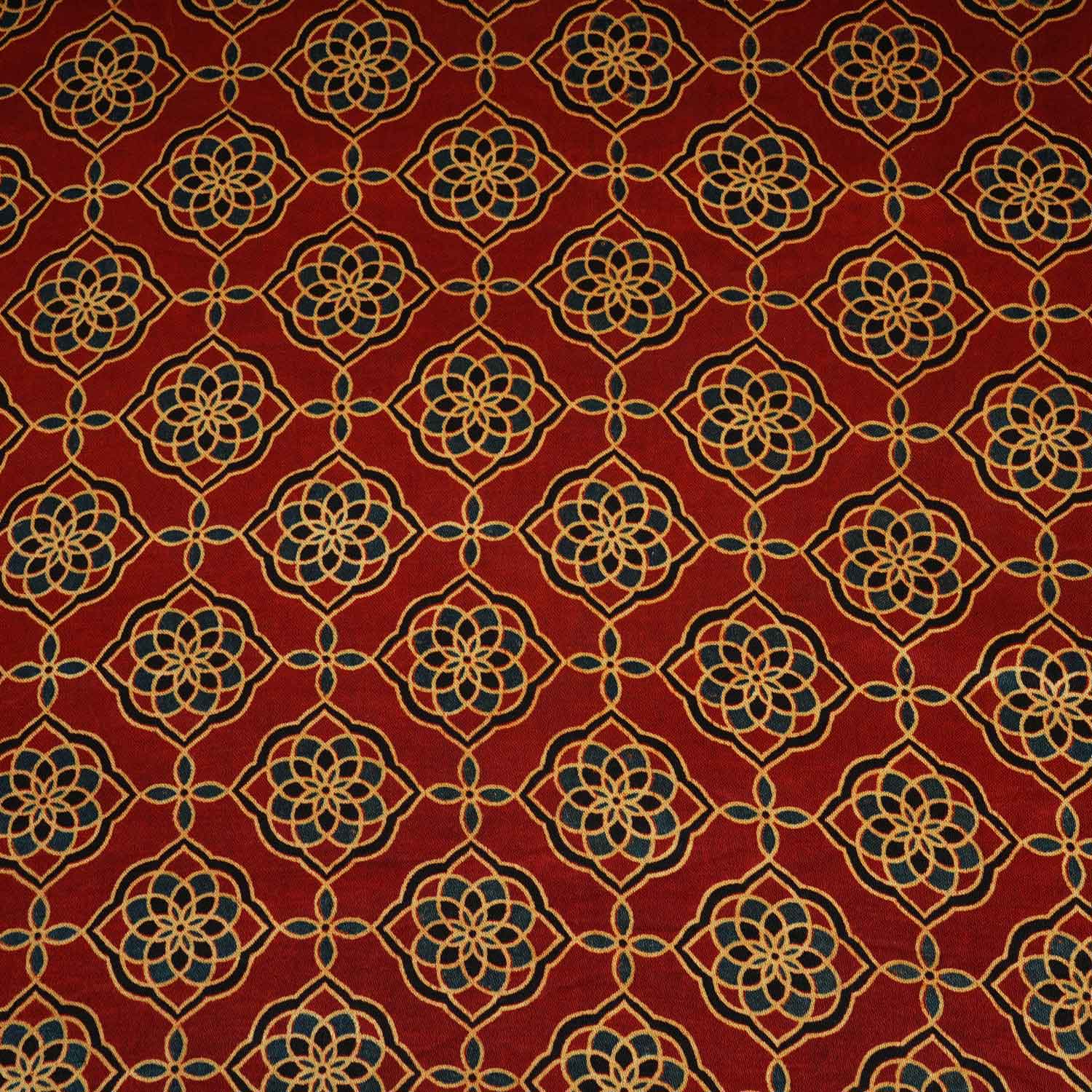 Red Floral Print Mashru Silk Fabric EEG-28356 - TradeUNO