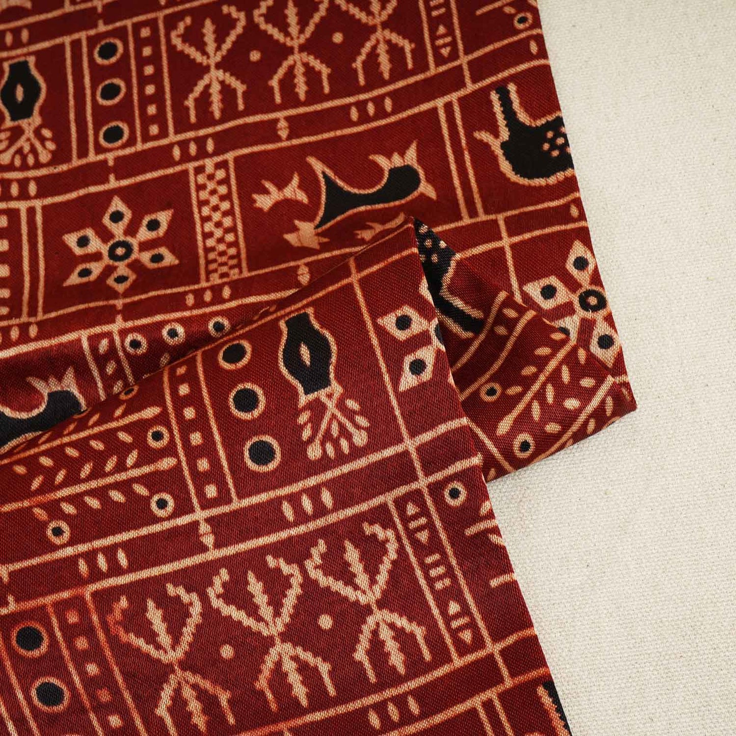 Red Ajrakh Print Mashru Silk Fabric EEG-28359