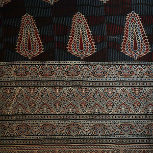 Black Ajrakh Print Mashru Silk Fabric EEG-28360 - TradeUNO