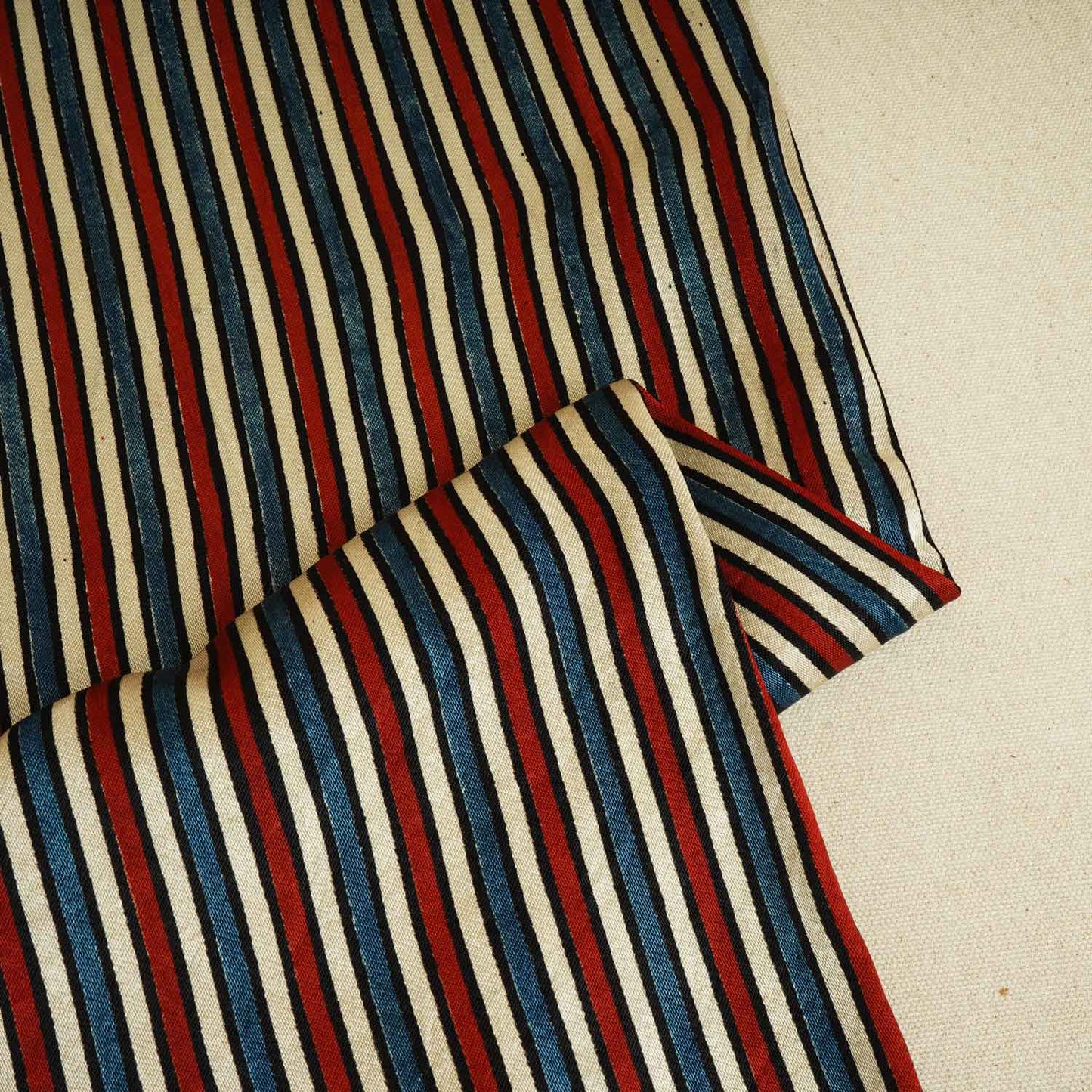 Cream With Multicolour Strips Mashru Silk Fabric EEG-28361