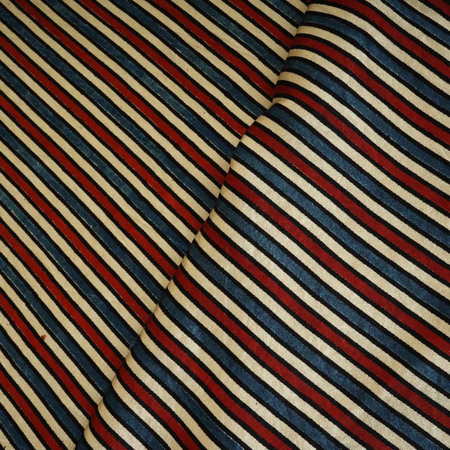 Cream With Multicolour Strips Mashru Silk Fabric EEG-28361