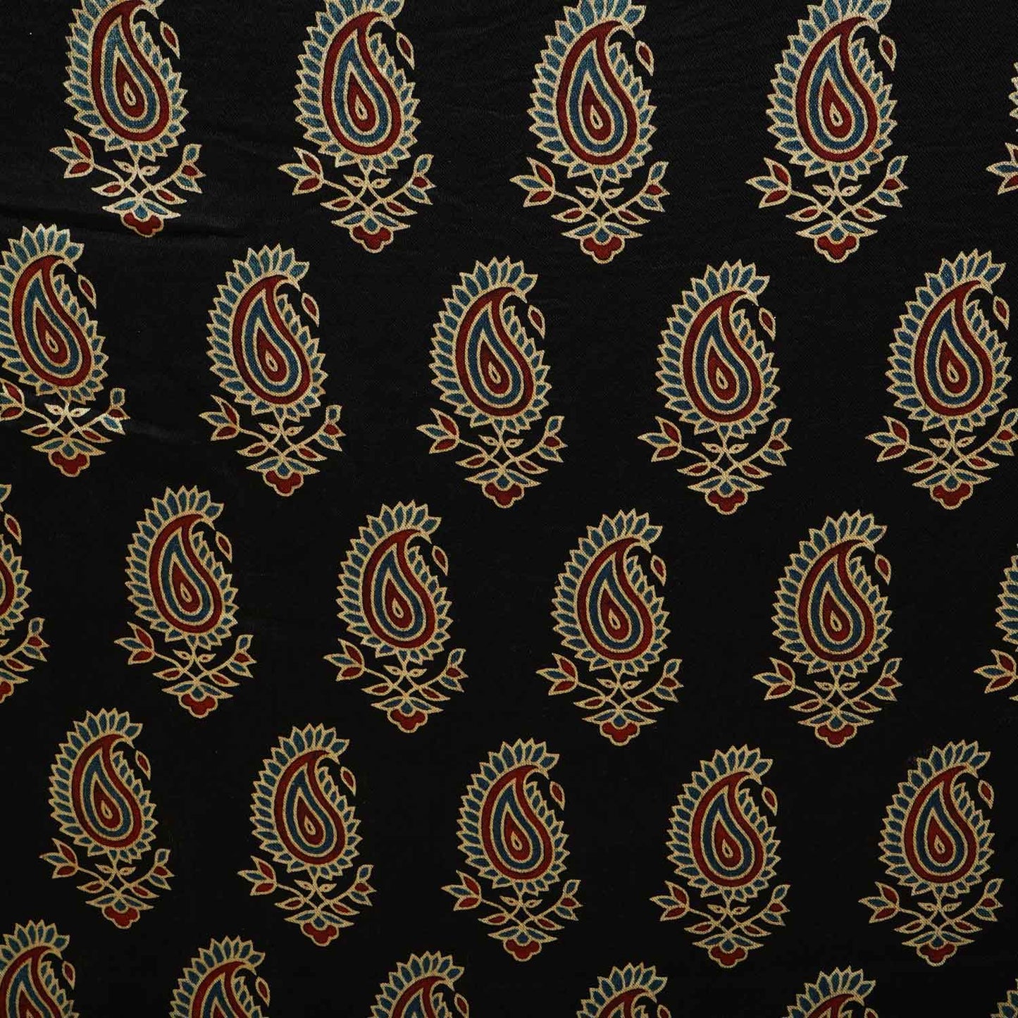 Black Floral Print Mashru Silk Fabric EEG-28362