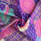Purple Floral Print Chanderi Silk Fabric