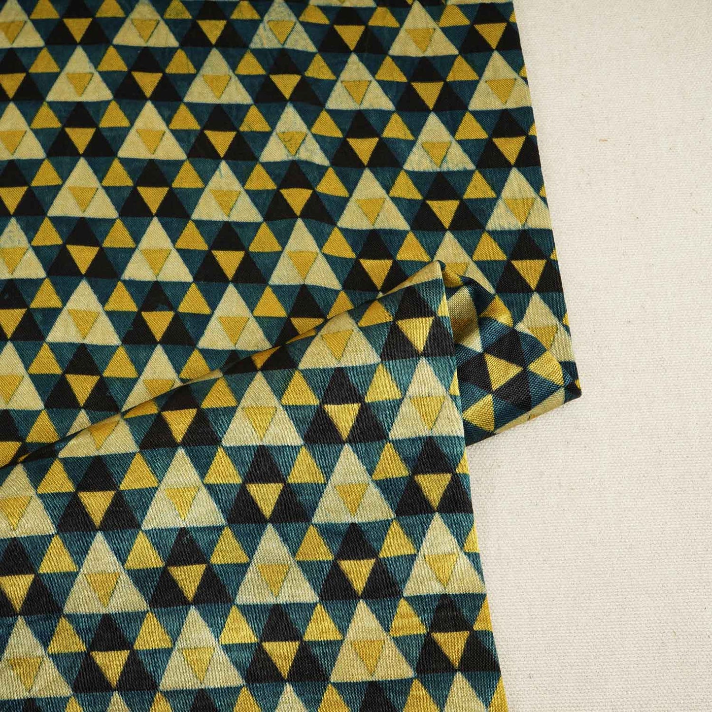 Beige Geometrical Print Mashru Silk Fabric EEG-28363