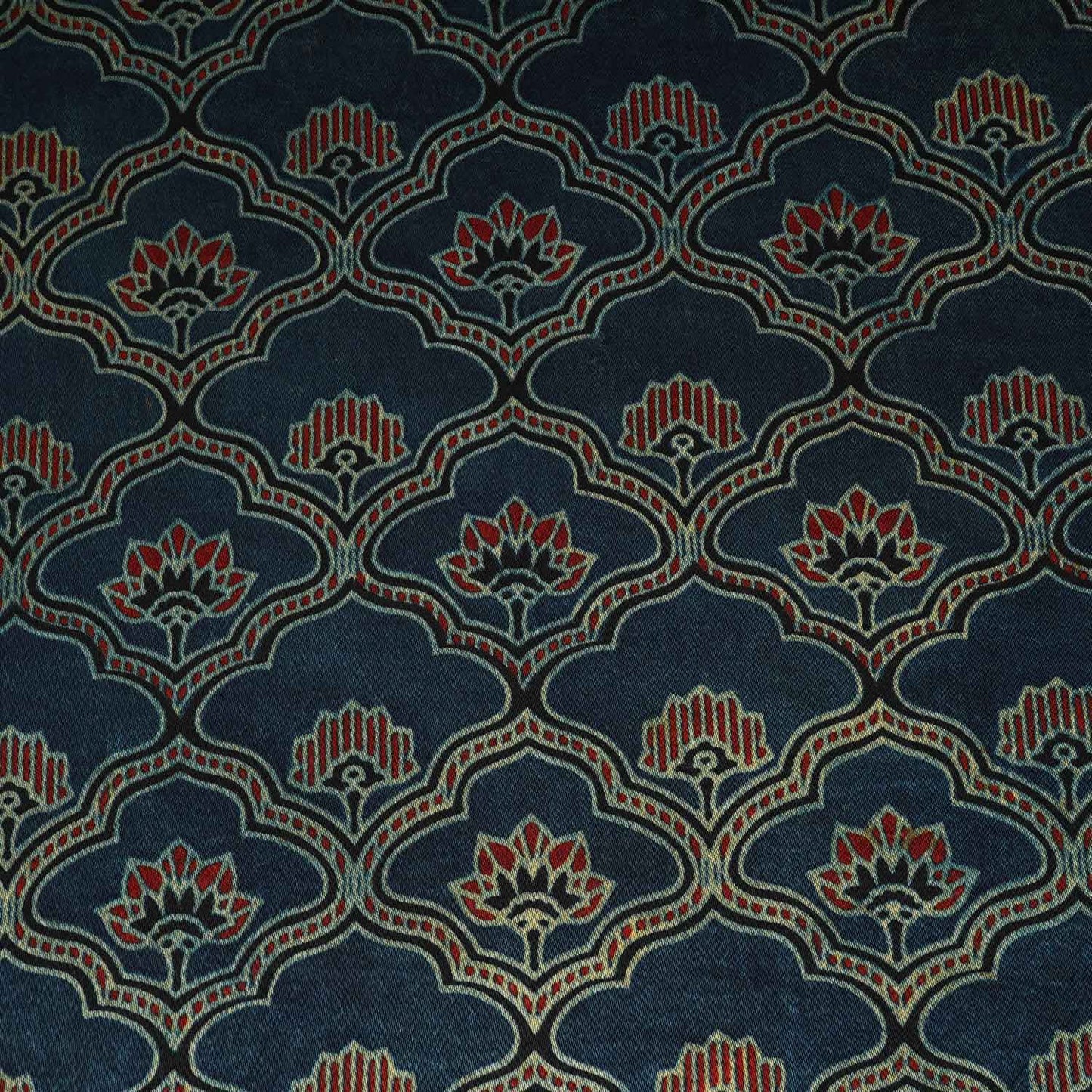 Teal Blue Floral Print Mashru Silk Fabric EEG-28364