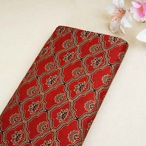 Red Floral Print Mashru Silk Fabric EEG-28368 - TradeUNO