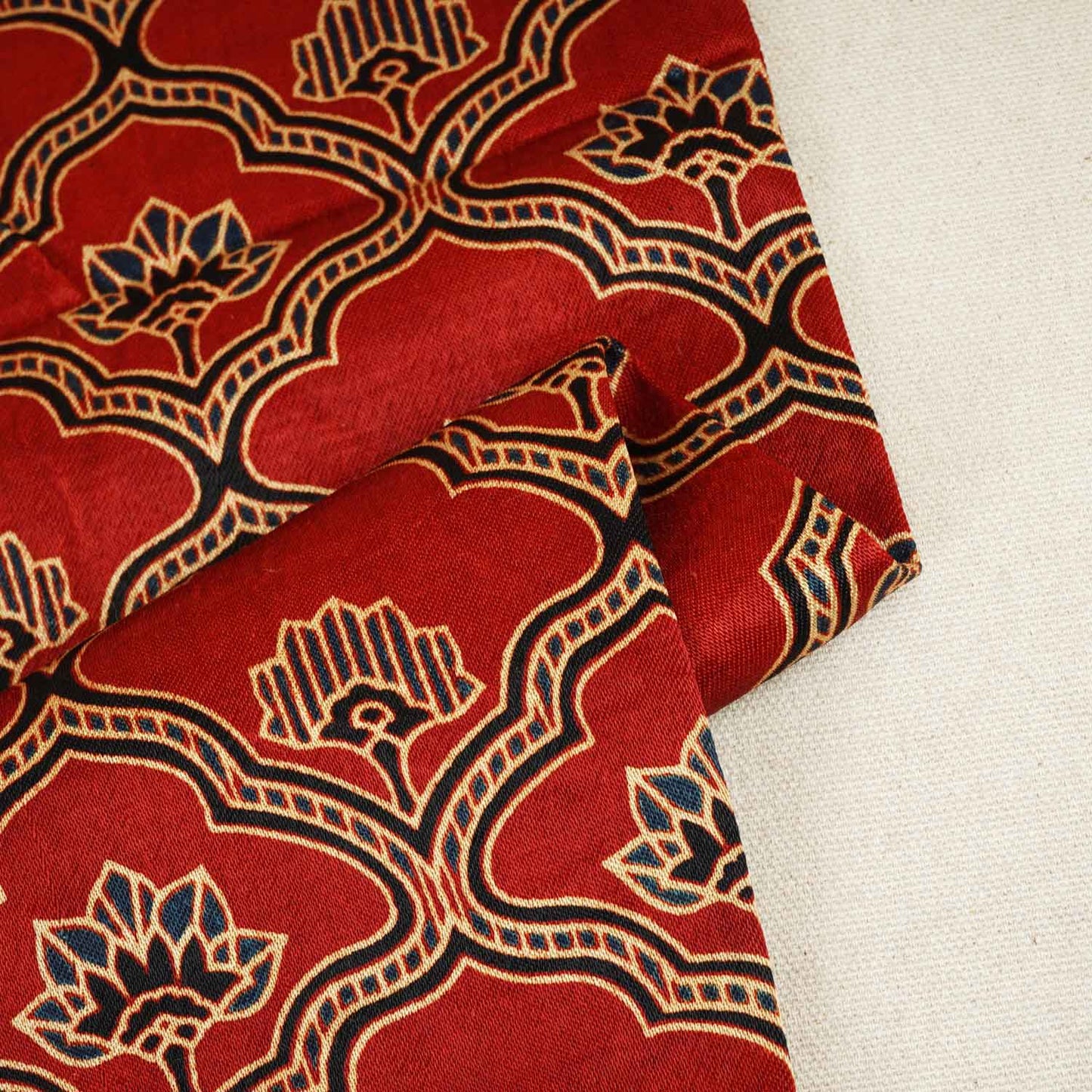 Red Floral Print Mashru Silk Fabric EEG-28368