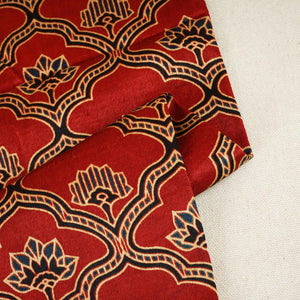 Red Floral Print Mashru Silk Fabric EEG-28368 - TradeUNO