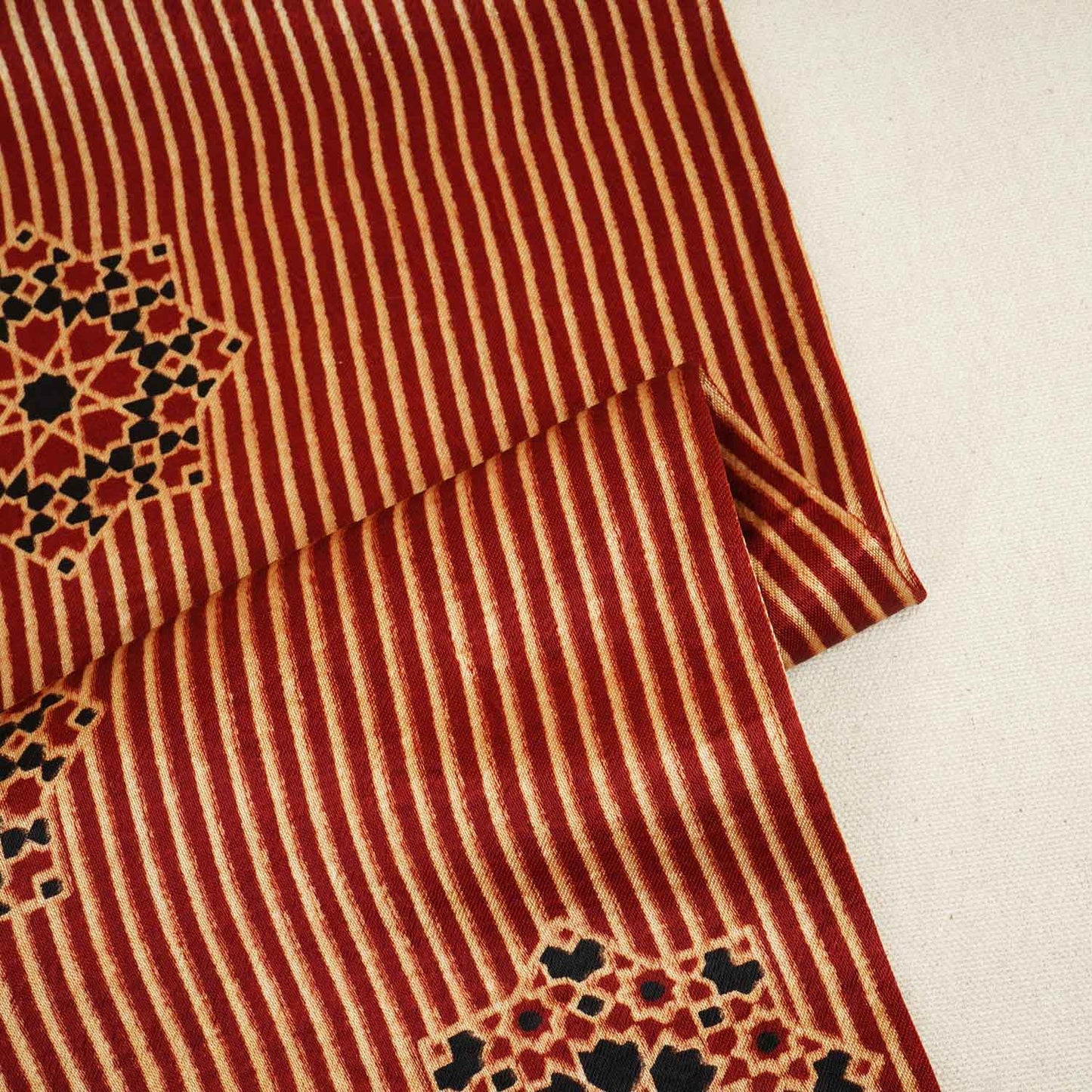 Red Floral Print Mashru Silk Fabric EEG-28370